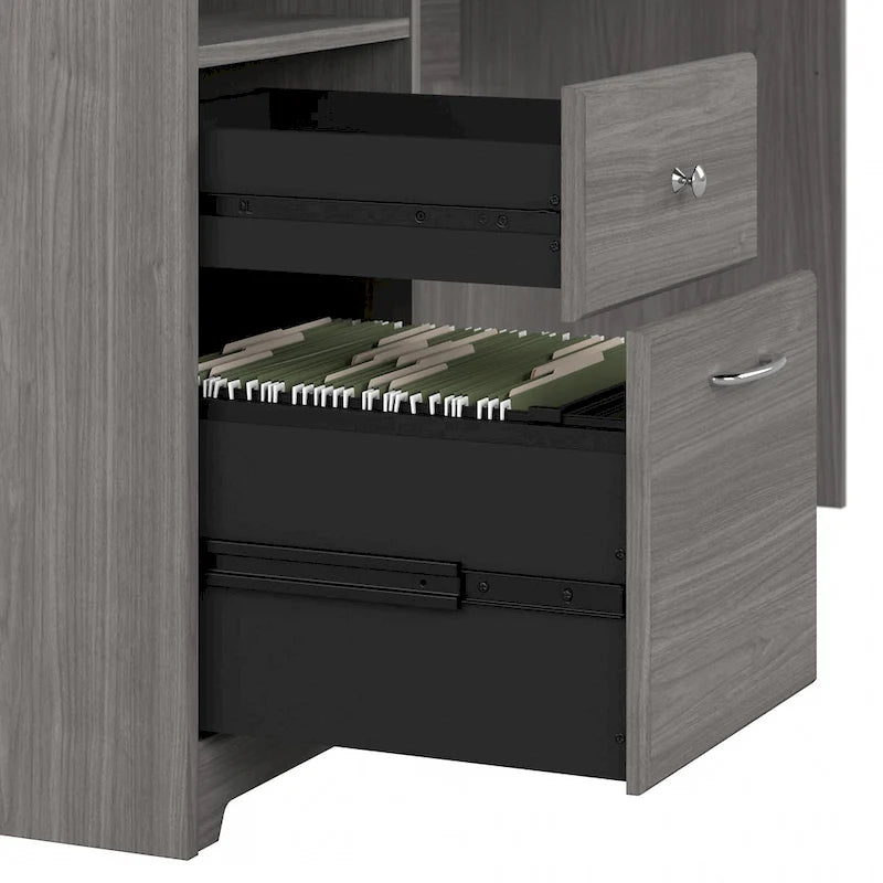 72-Inch L-Shaped Computer Desk with Hutch, File Drawer and Built-In Wire Management