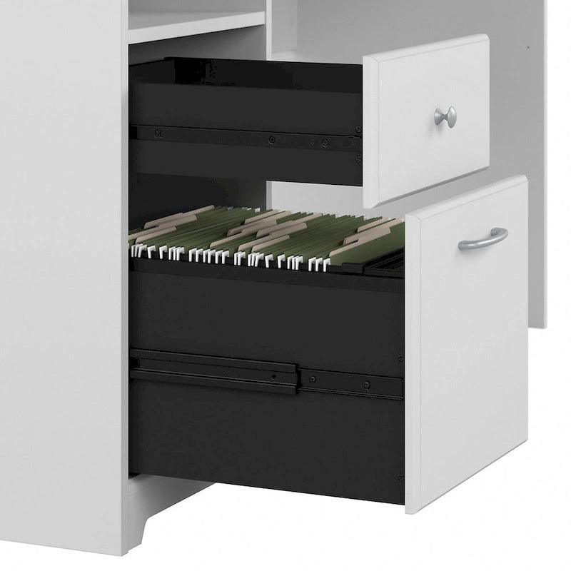 72-Inch L-Shaped Computer Desk with Hutch, File Drawer and Built-In Wire Management
