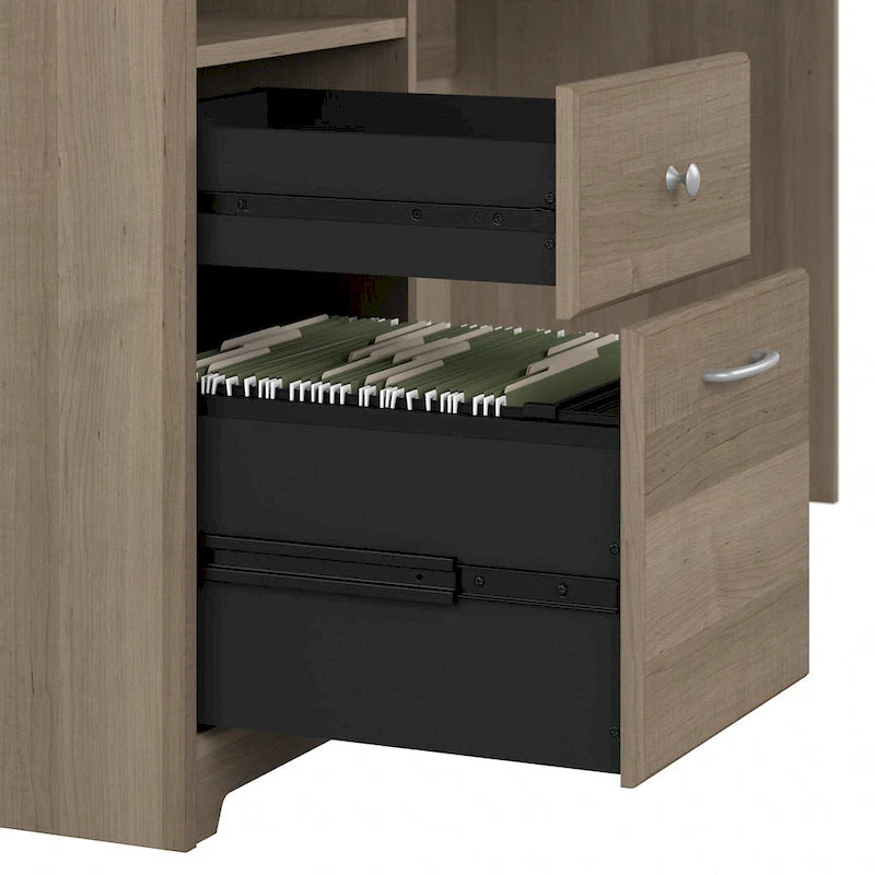72-Inch L-Shaped Computer Desk with Hutch, File Drawer and Built-In Wire Management