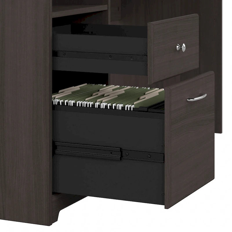72-Inch L-Shaped Computer Desk with Hutch, File Drawer and Built-In Wire Management