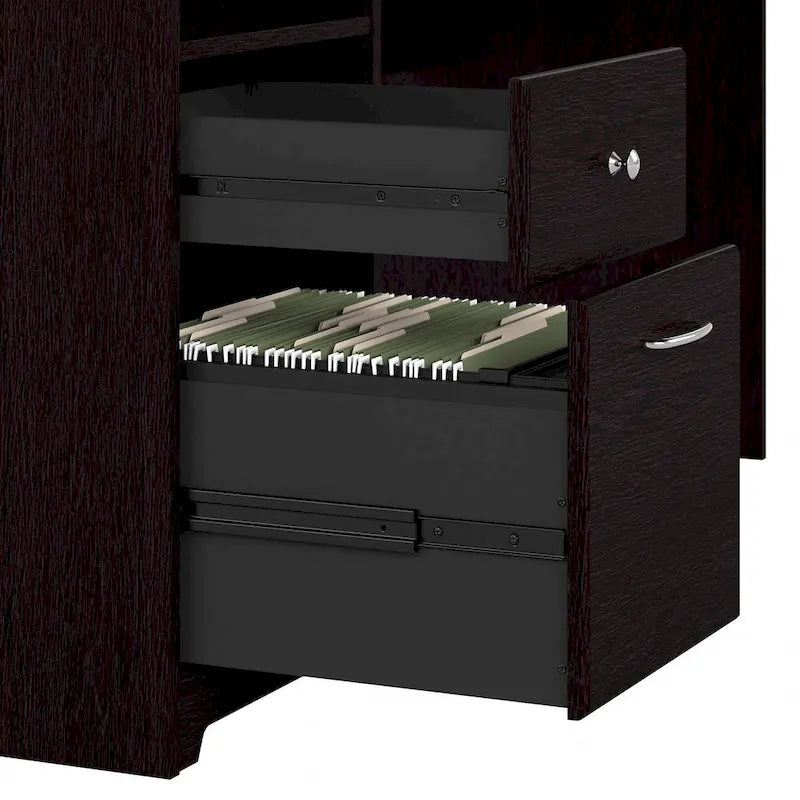 72-Inch L-Shaped Computer Desk with Hutch, File Drawer and Built-In Wire Management