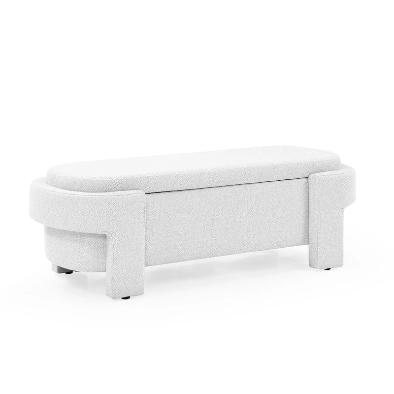 Chenille Upholstered Storage Bench with Turned Legs & Foam-Filled Seat