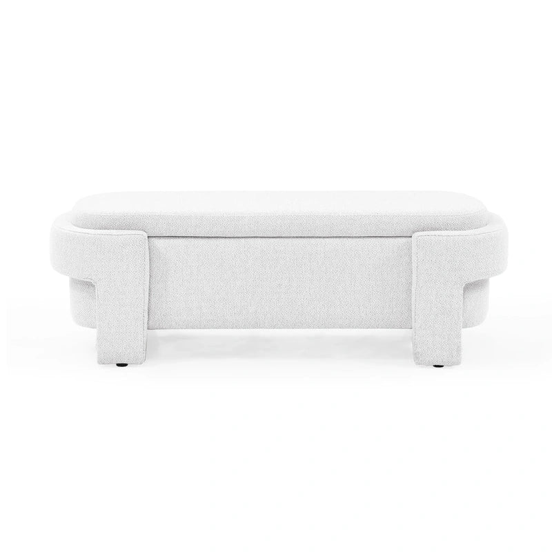 Chenille Upholstered Storage Bench with Turned Legs & Foam-Filled Seat