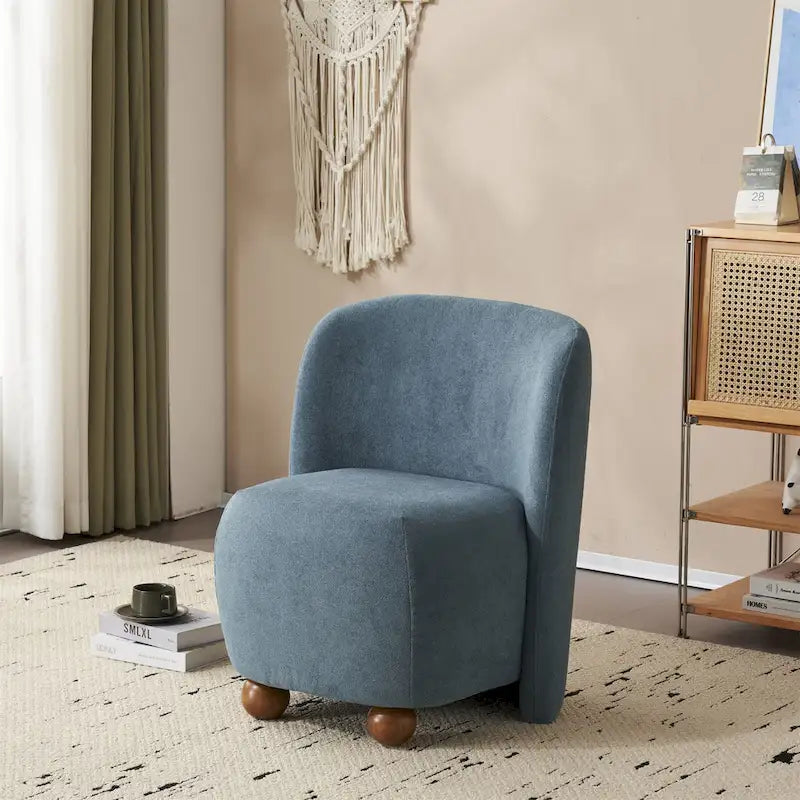 Modern Teddy Fabric Accent Chair with Curved Backrest & Gold Legs