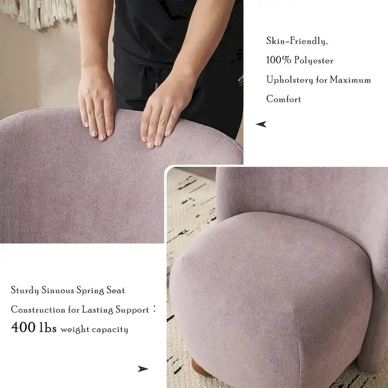 Modern Teddy Fabric Accent Chair with Curved Backrest & Gold Legs