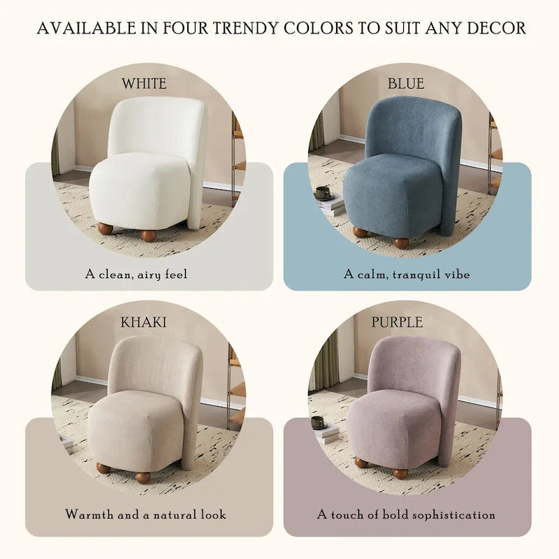 Modern Teddy Fabric Accent Chair with Curved Backrest & Gold Legs