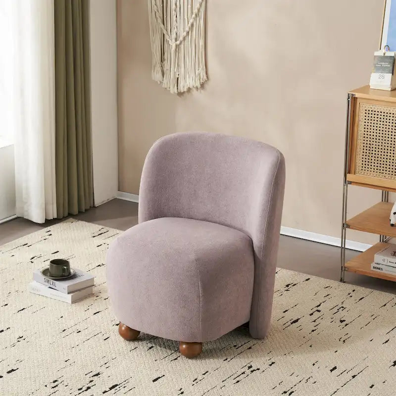 Modern Teddy Fabric Accent Chair with Curved Backrest & Gold Legs