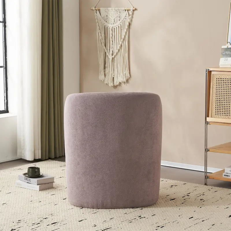 Modern Teddy Fabric Accent Chair with Curved Backrest & Gold Legs