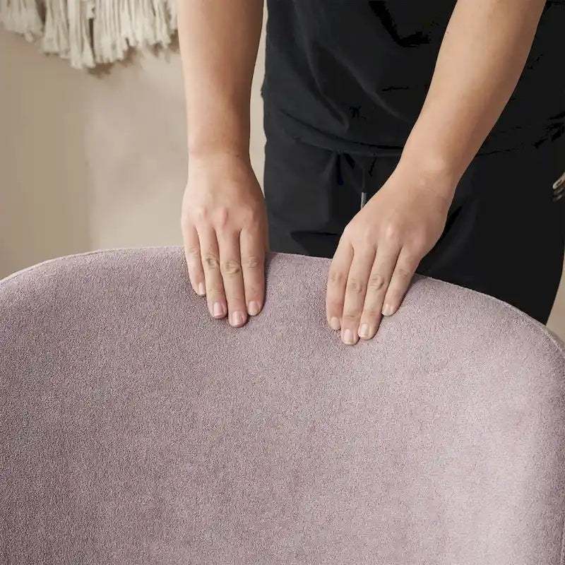 Modern Teddy Fabric Accent Chair with Curved Backrest & Gold Legs