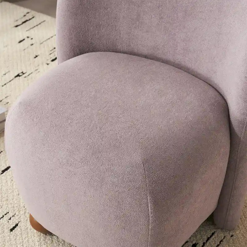 Modern Teddy Fabric Accent Chair with Curved Backrest & Gold Legs