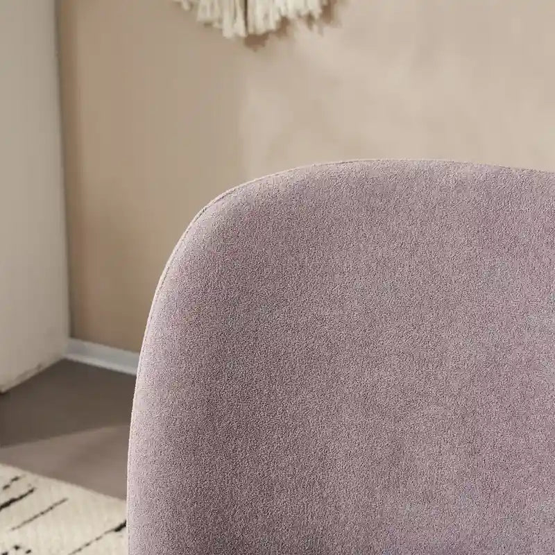 Modern Teddy Fabric Accent Chair with Curved Backrest & Gold Legs