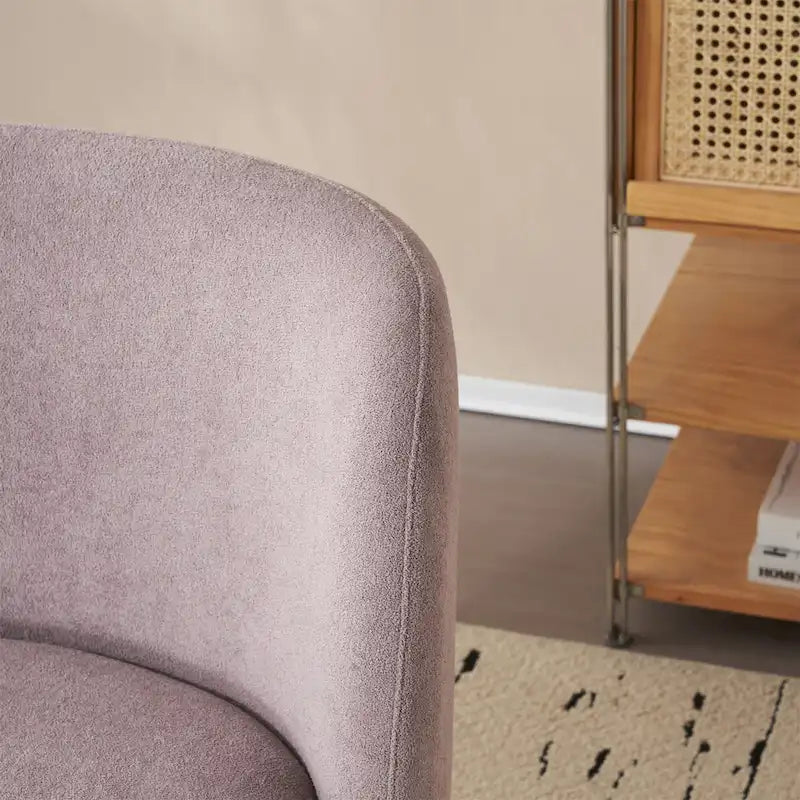 Modern Teddy Fabric Accent Chair with Curved Backrest & Gold Legs