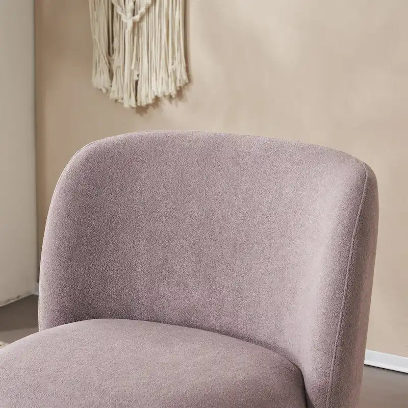 Modern Teddy Fabric Accent Chair with Curved Backrest & Gold Legs