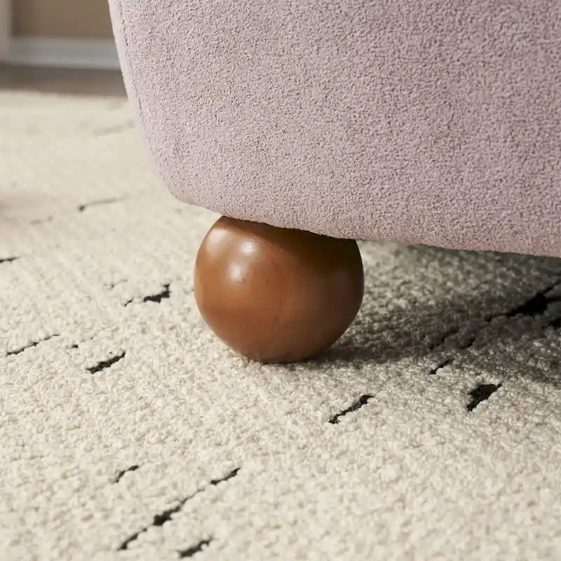 Modern Teddy Fabric Accent Chair with Curved Backrest & Gold Legs