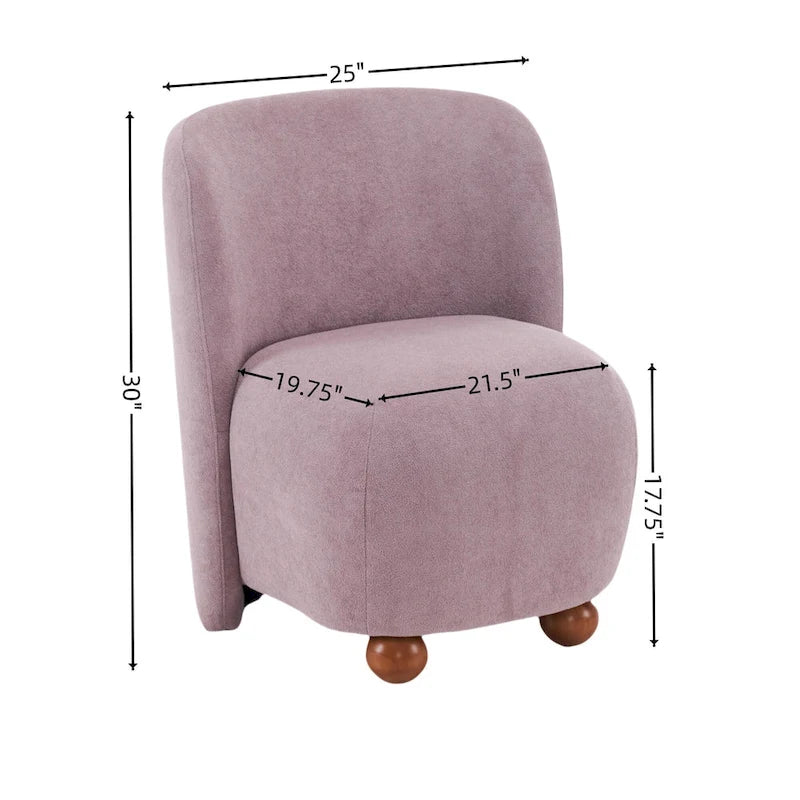 Modern Teddy Fabric Accent Chair with Curved Backrest & Gold Legs