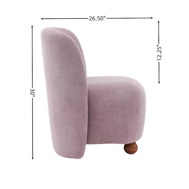 Modern Teddy Fabric Accent Chair with Curved Backrest & Gold Legs