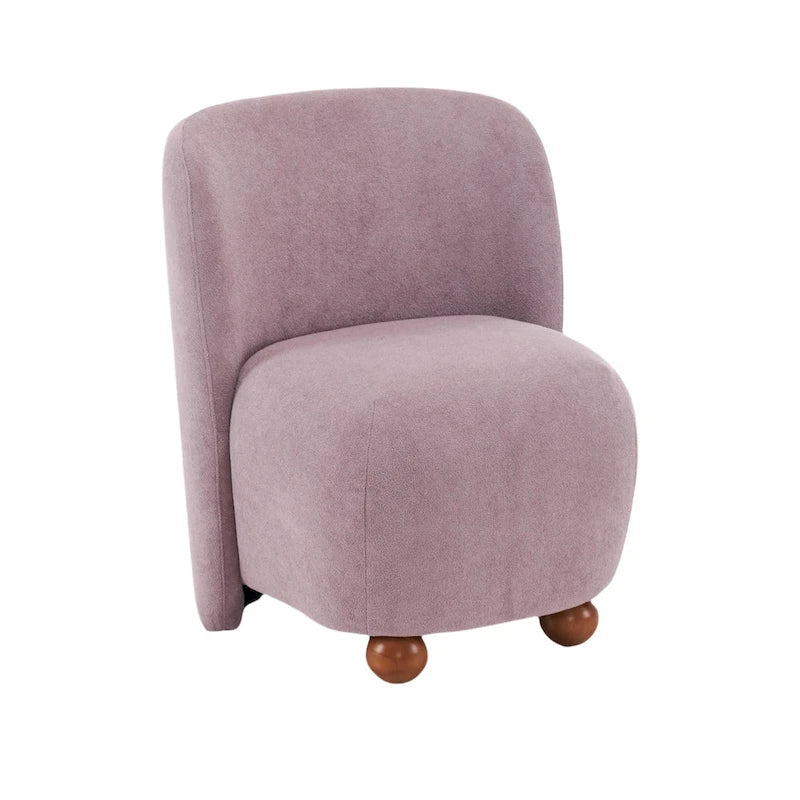 Modern Teddy Fabric Accent Chair with Curved Backrest & Gold Legs