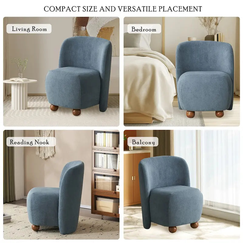 Modern Teddy Fabric Accent Chair with Curved Backrest & Gold Legs