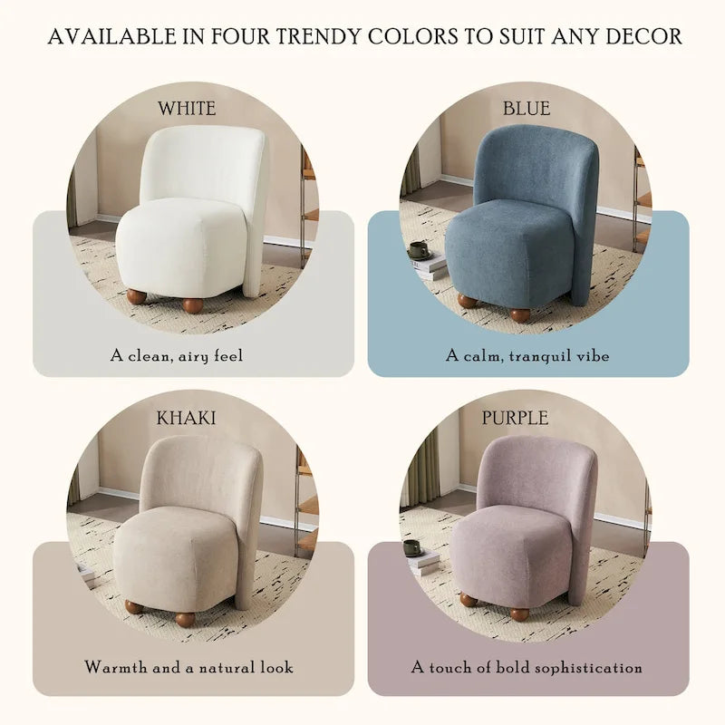 Modern Teddy Fabric Accent Chair with Curved Backrest & Gold Legs