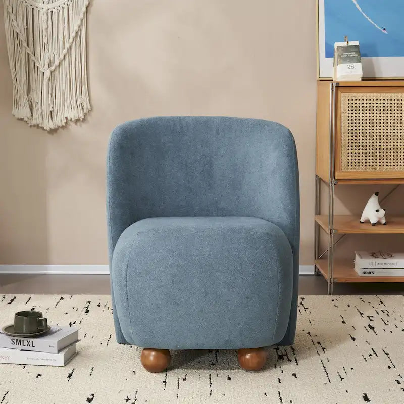 Modern Teddy Fabric Accent Chair with Curved Backrest & Gold Legs