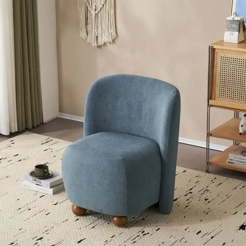 Modern Teddy Fabric Accent Chair with Curved Backrest & Gold Legs