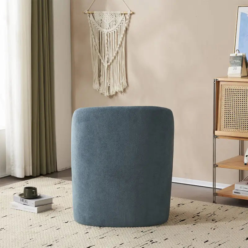 Modern Teddy Fabric Accent Chair with Curved Backrest & Gold Legs