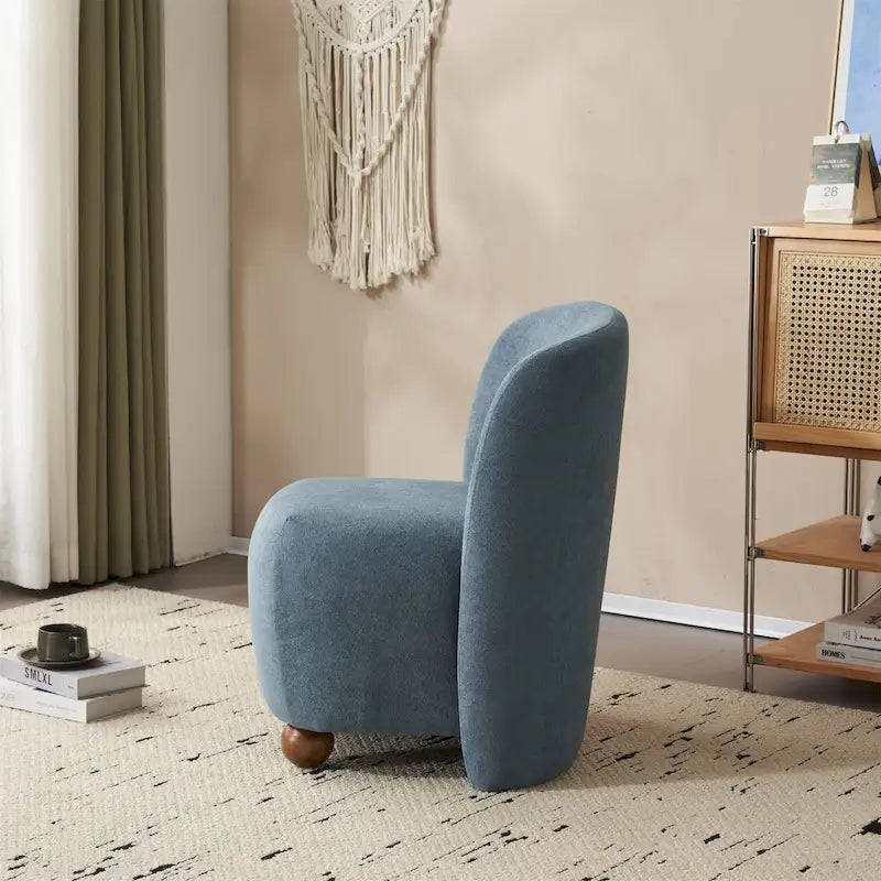 Modern Teddy Fabric Accent Chair with Curved Backrest & Gold Legs