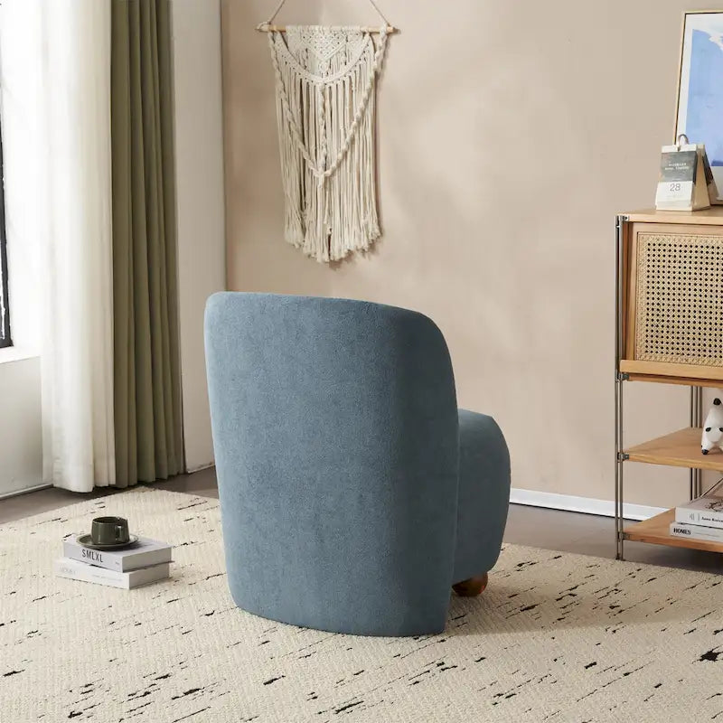 Modern Teddy Fabric Accent Chair with Curved Backrest & Gold Legs