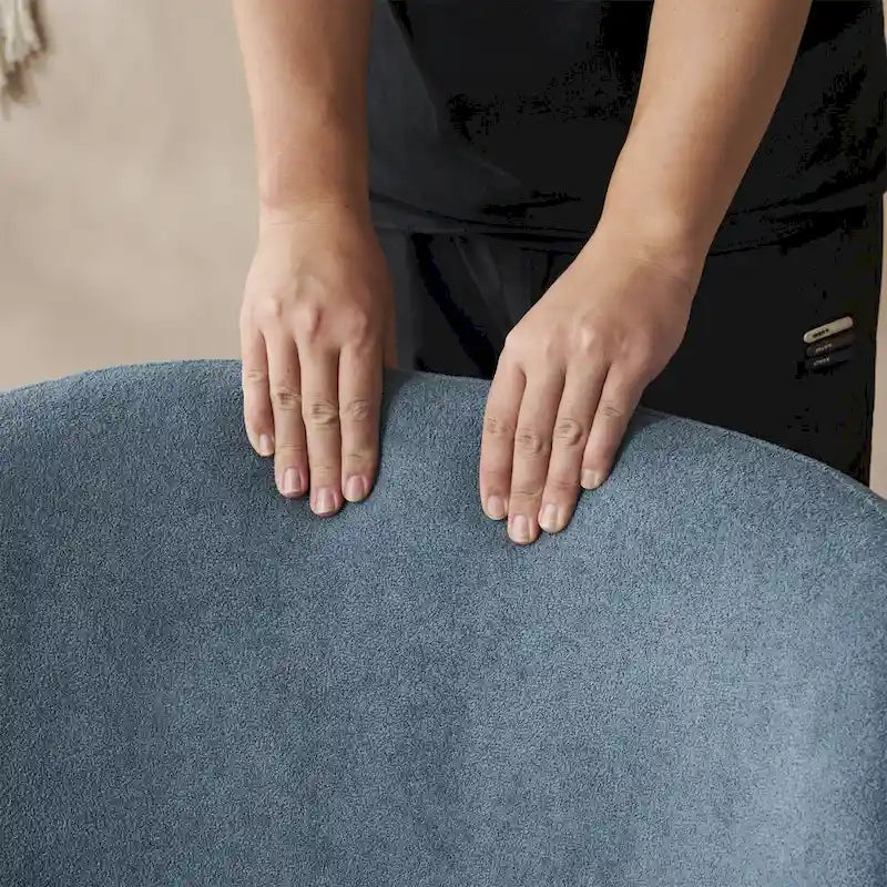 Modern Teddy Fabric Accent Chair with Curved Backrest & Gold Legs