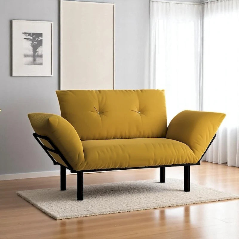 49" Modern Metal Frame Loveseat Sofa with Removable Washable Cushions