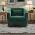 Chenille Upholstered 360° Swivel Barrel Accent Chair with Wood Base