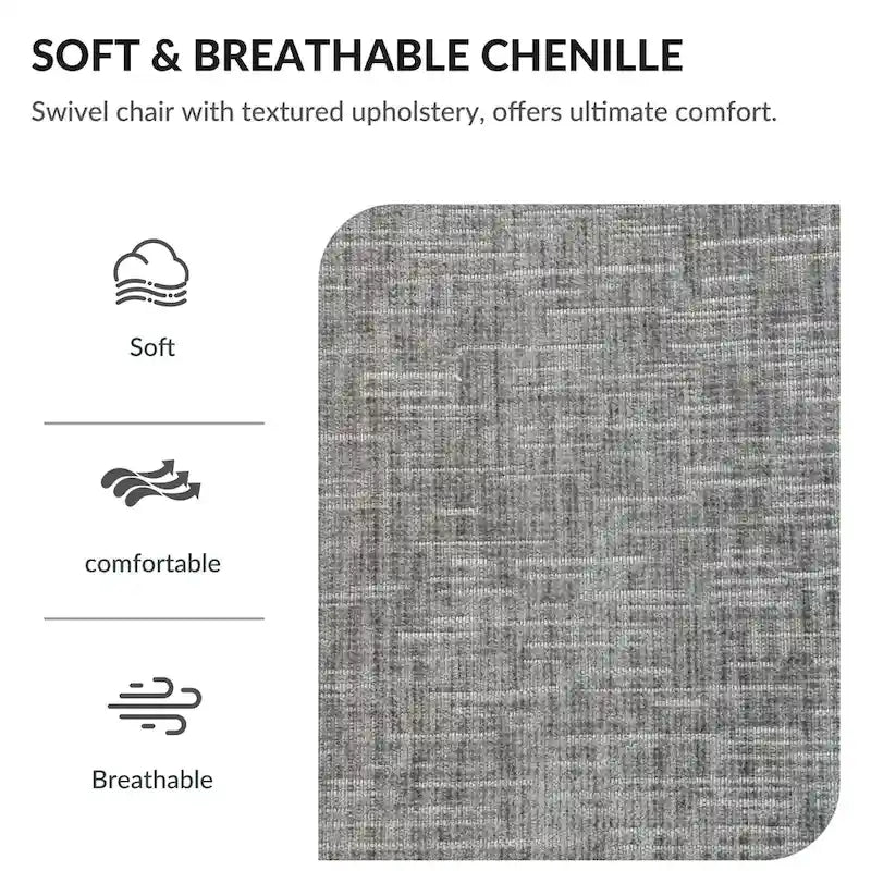 Chenille Upholstered 360° Swivel Barrel Accent Chair with Wood Base