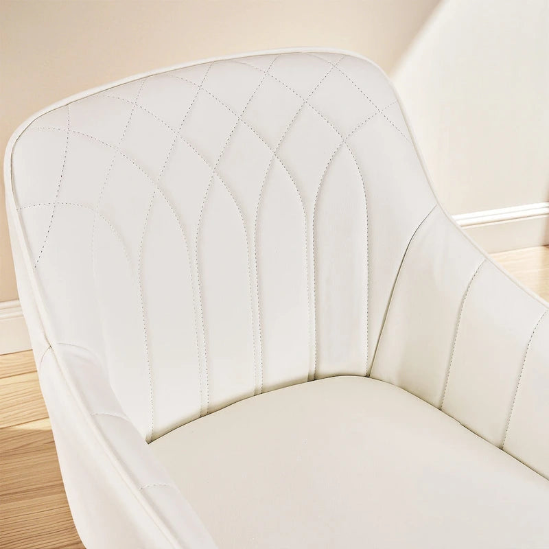 Height-Adjustable 360° Swivel Home Office Chair with Gold Metal Base & PU Leather Seat