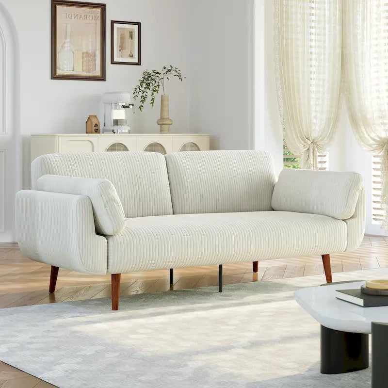 Convertible Corduroy Loveseat Sofa Bed with Adjustable Reclining Backrests
