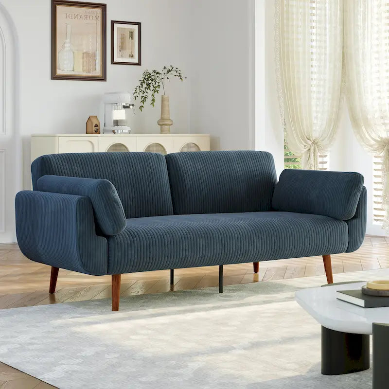 Convertible Corduroy Loveseat Sofa Bed with Adjustable Reclining Backrests
