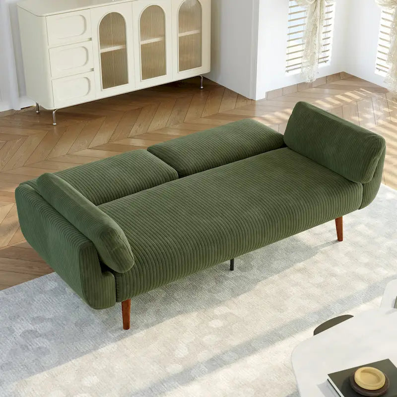 Convertible Corduroy Loveseat Sofa Bed with Adjustable Reclining Backrests
