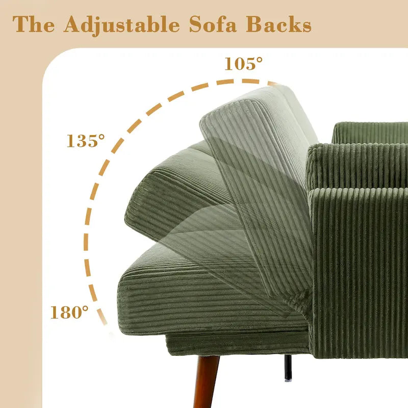 Convertible Corduroy Loveseat Sofa Bed with Adjustable Reclining Backrests