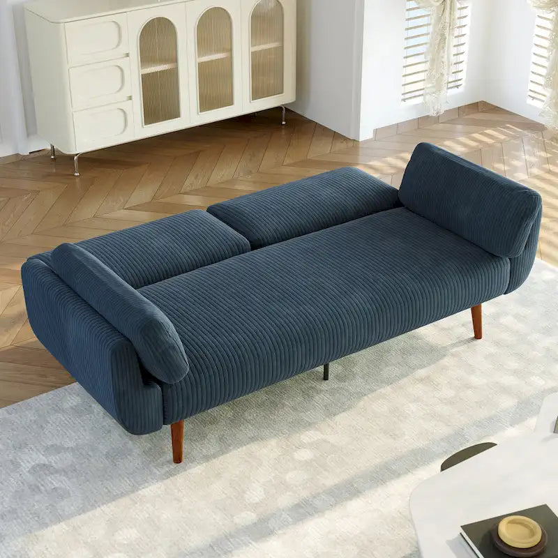 Convertible Corduroy Loveseat Sofa Bed with Adjustable Reclining Backrests