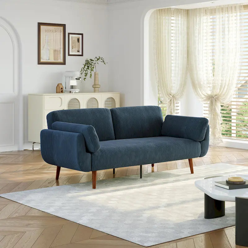 Convertible Corduroy Loveseat Sofa Bed with Adjustable Reclining Backrests
