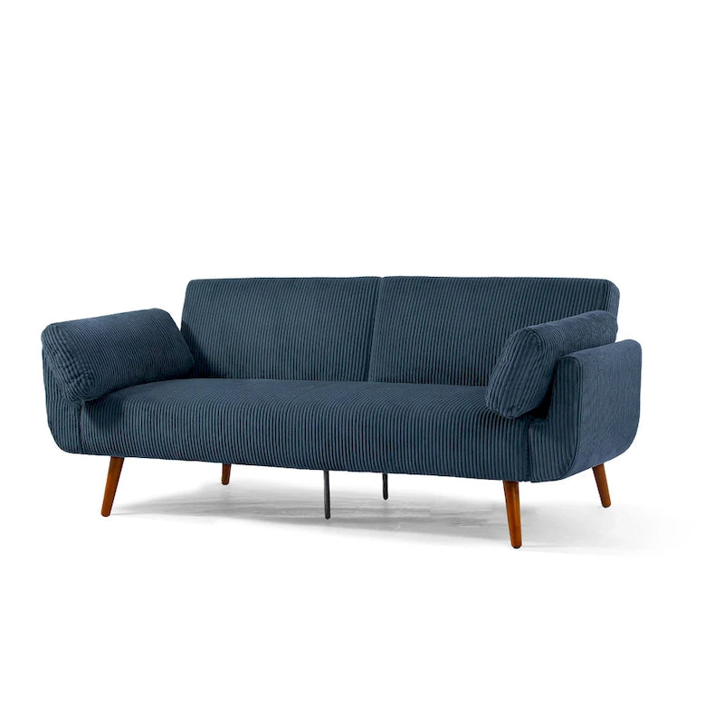 Convertible Corduroy Loveseat Sofa Bed with Adjustable Reclining Backrests
