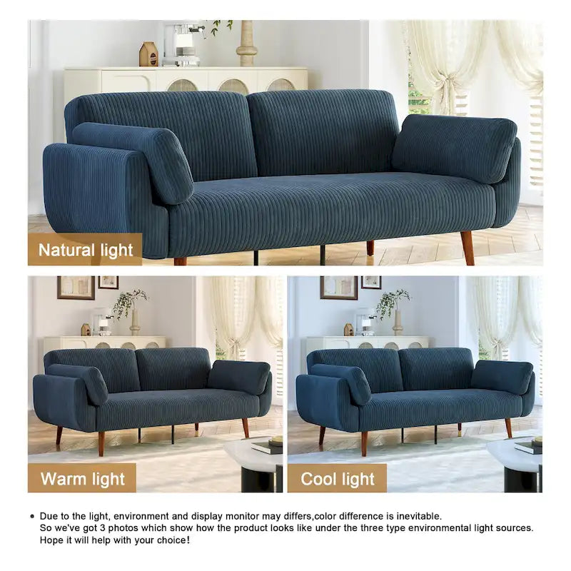 Convertible Corduroy Loveseat Sofa Bed with Adjustable Reclining Backrests