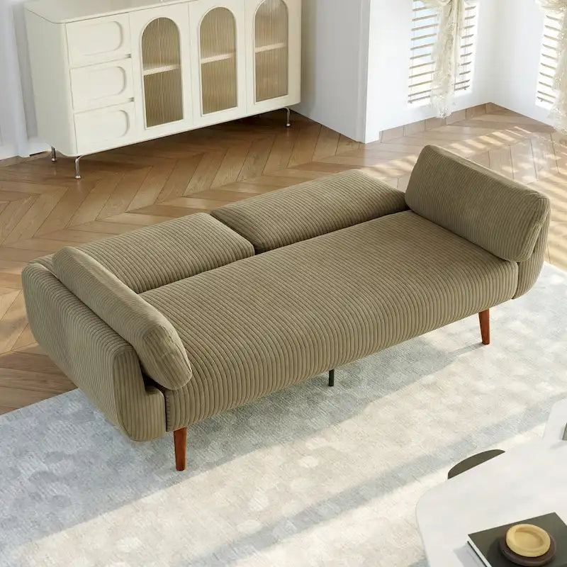Convertible Corduroy Loveseat Sofa Bed with Adjustable Reclining Backrests