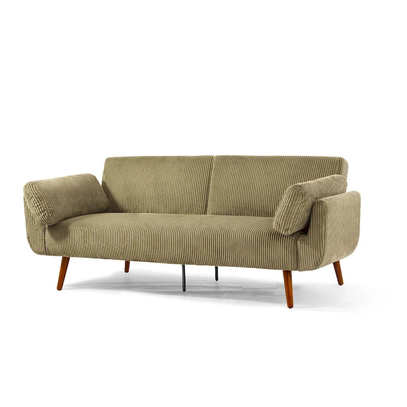 Convertible Corduroy Loveseat Sofa Bed with Adjustable Reclining Backrests