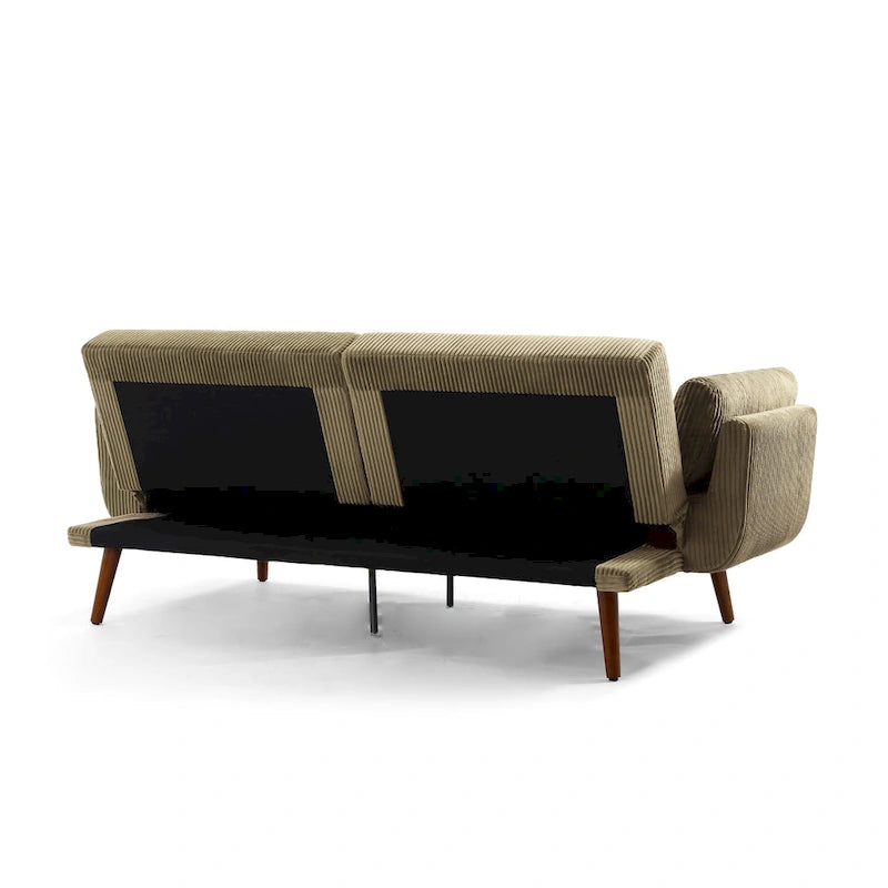 Convertible Corduroy Loveseat Sofa Bed with Adjustable Reclining Backrests