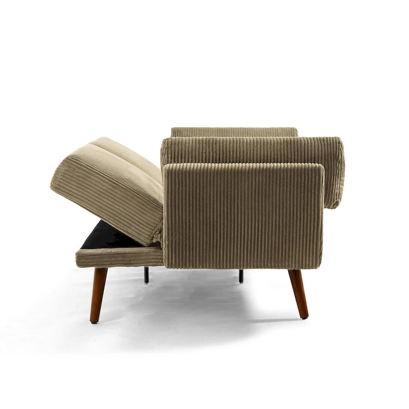 Convertible Corduroy Loveseat Sofa Bed with Adjustable Reclining Backrests