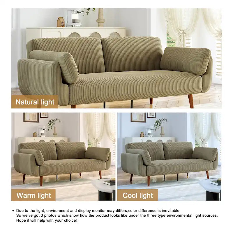 Convertible Corduroy Loveseat Sofa Bed with Adjustable Reclining Backrests