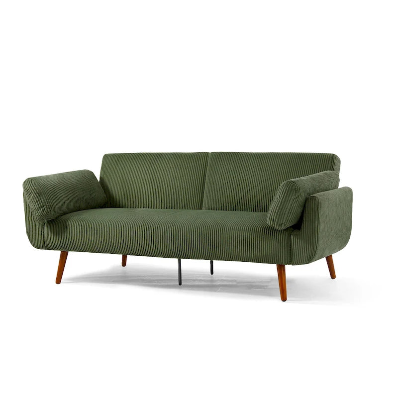 Convertible Corduroy Loveseat Sofa Bed with Adjustable Reclining Backrests