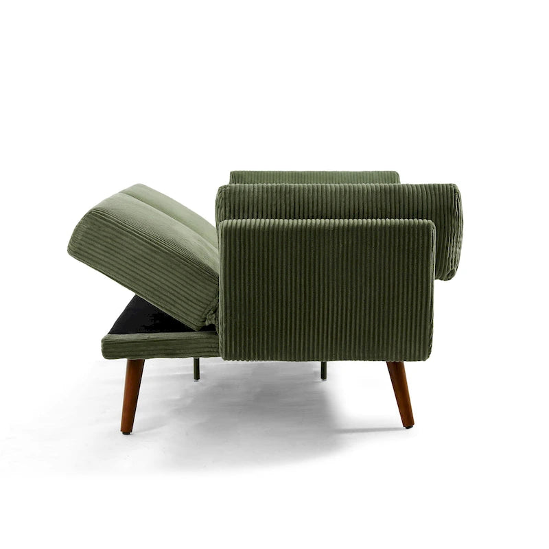 Convertible Corduroy Loveseat Sofa Bed with Adjustable Reclining Backrests