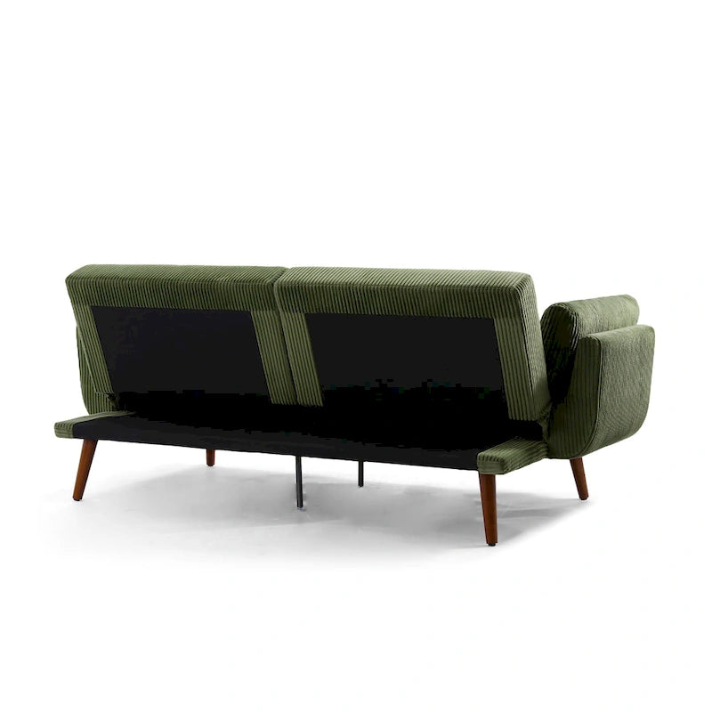 Convertible Corduroy Loveseat Sofa Bed with Adjustable Reclining Backrests