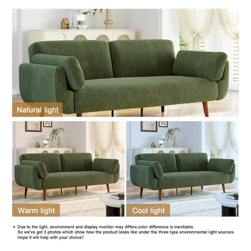 Convertible Corduroy Loveseat Sofa Bed with Adjustable Reclining Backrests